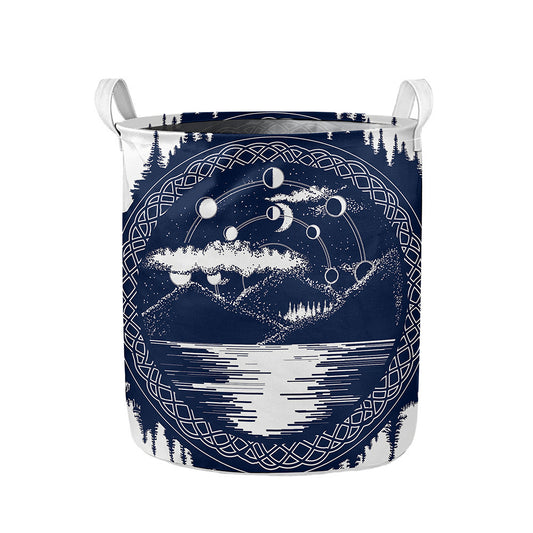 Mystical Lunar Phase Print Collapsible Laundry Basket