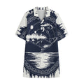 Mystical Lunar Phase Print Cotton Hawaiian Shirt