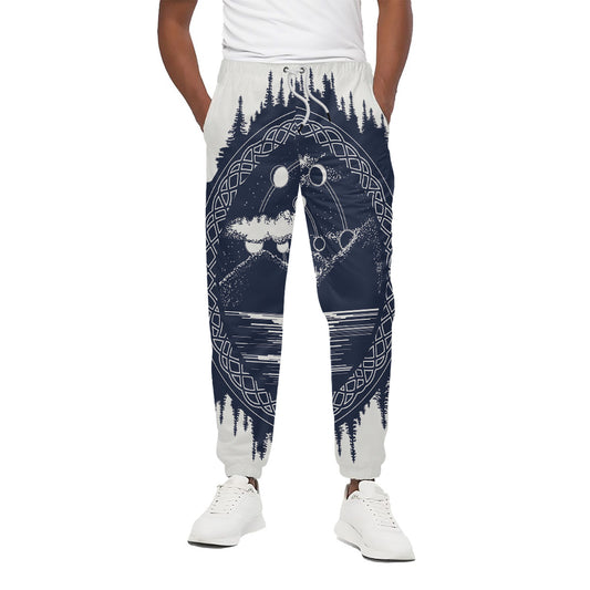 Mystical Lunar Phase Print Cotton Pants