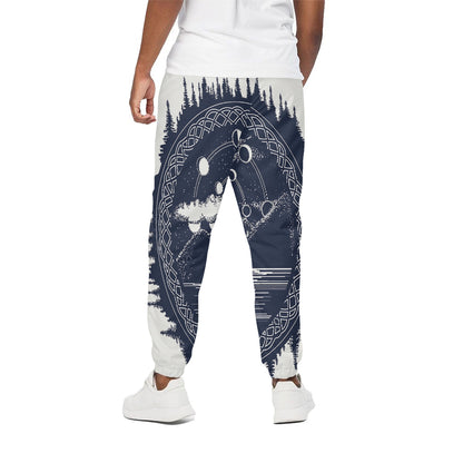 Mystical Lunar Phase Print Cotton Pants