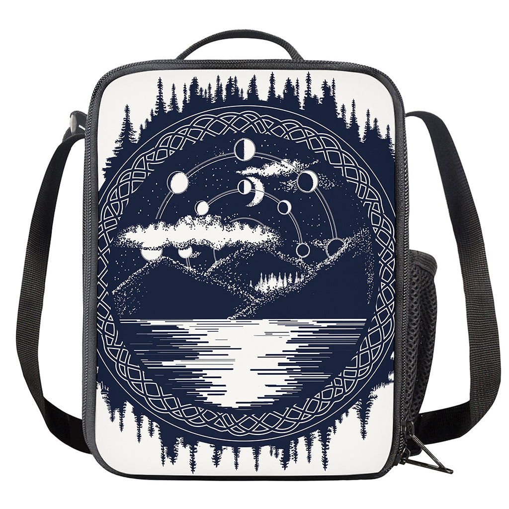 Mystical Lunar Phase Print Crossbody Lunch Bag