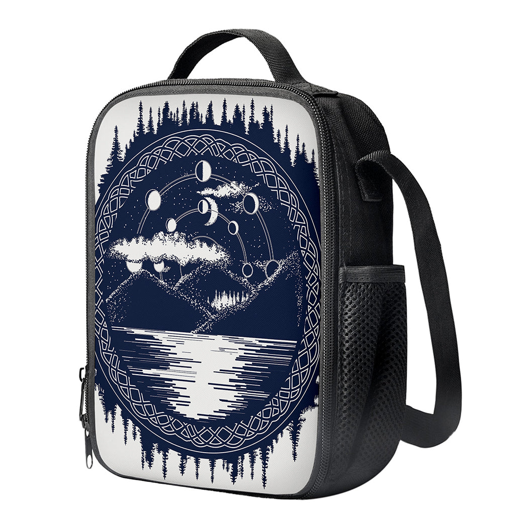 Mystical Lunar Phase Print Crossbody Lunch Bag