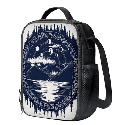 Mystical Lunar Phase Print Crossbody Lunch Bag