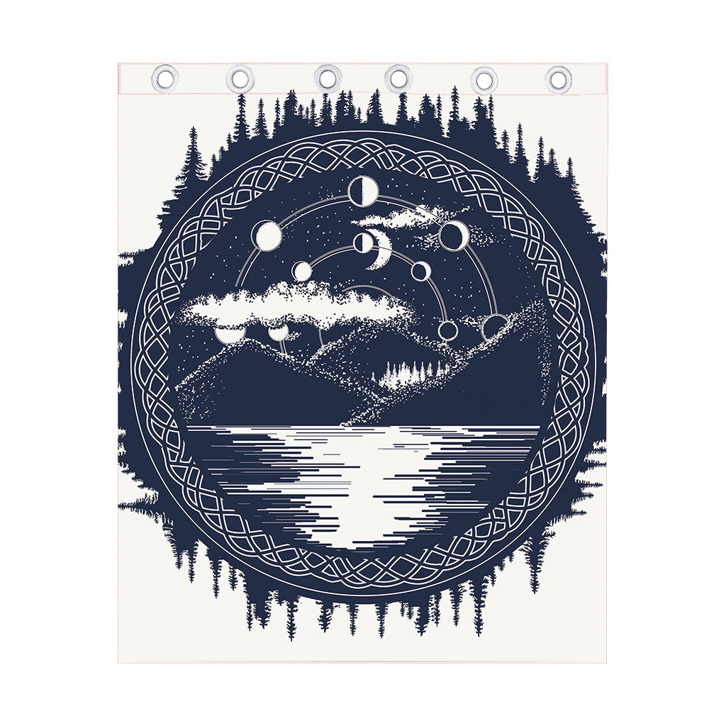 Mystical Lunar Phase Print Curtain