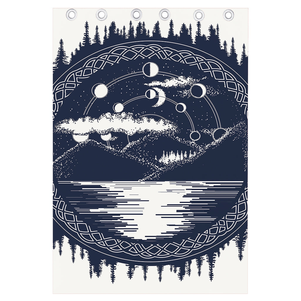 Mystical Lunar Phase Print Curtain