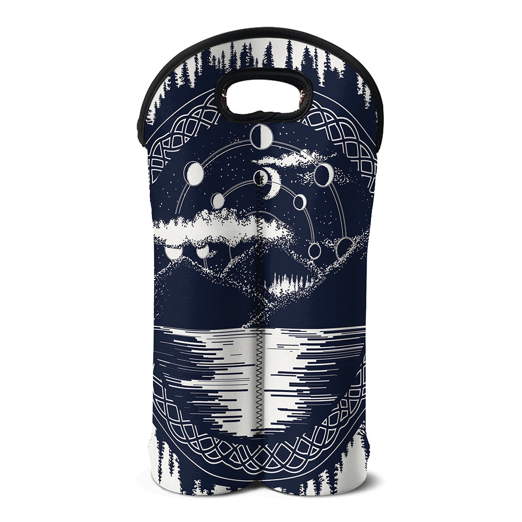Mystical Lunar Phase Print Double Neoprene Wine Tote