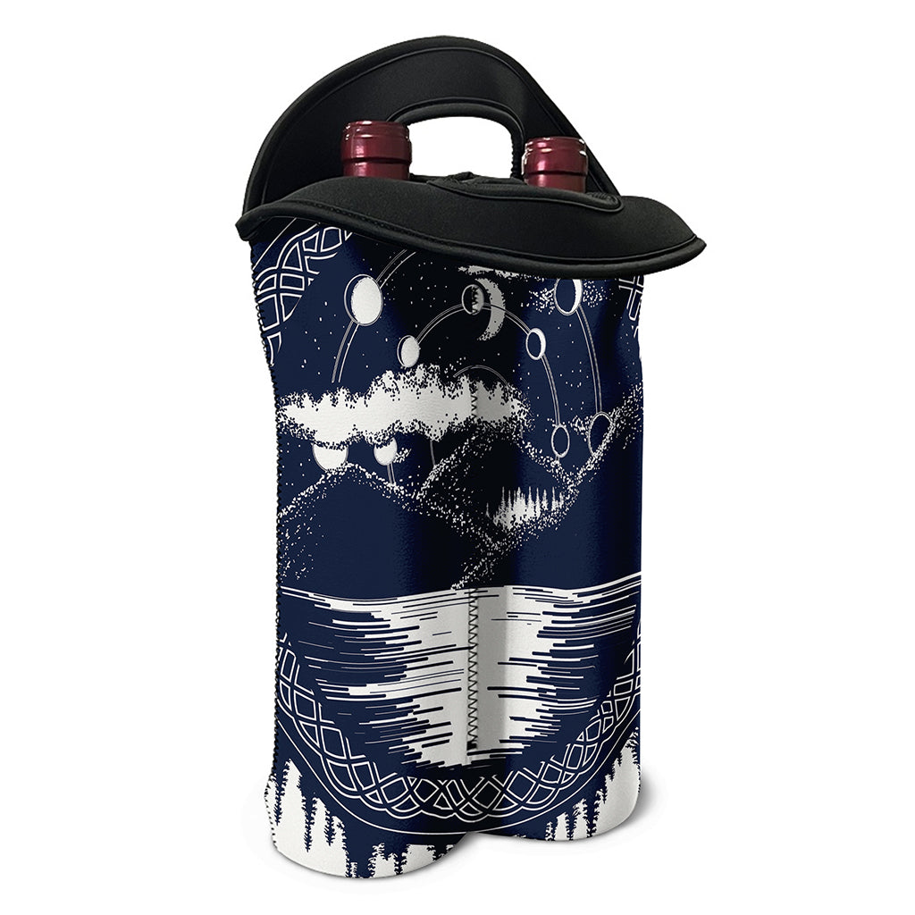 Mystical Lunar Phase Print Double Neoprene Wine Tote
