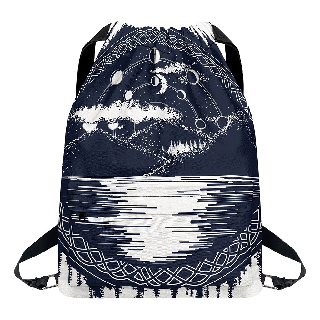 Mystical Lunar Phase Print Drawstring Backpack