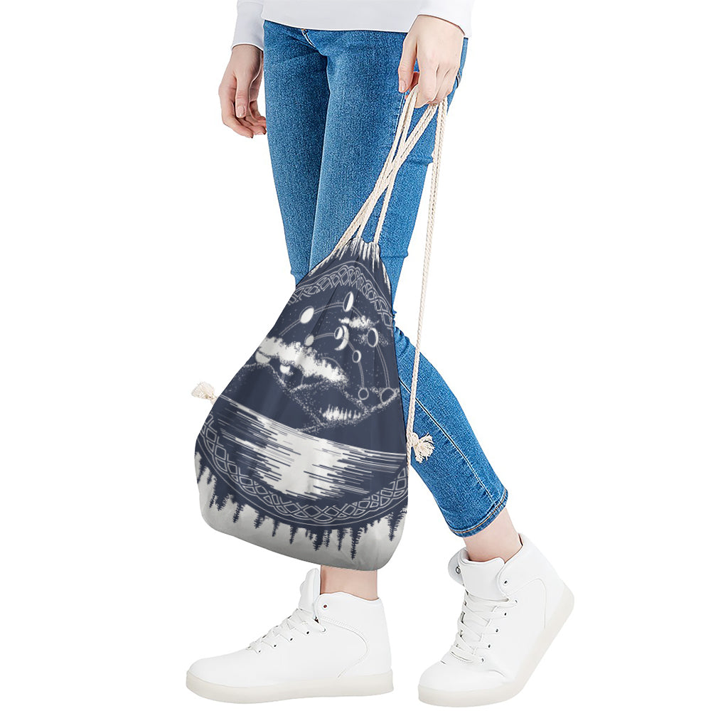 Mystical Lunar Phase Print Drawstring Bag