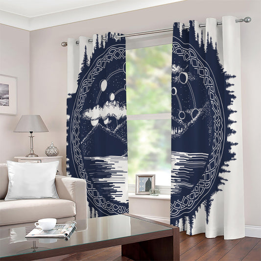Mystical Lunar Phase Print Extra Wide Grommet Curtains