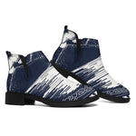 Mystical Lunar Phase Print Flat Ankle Boots