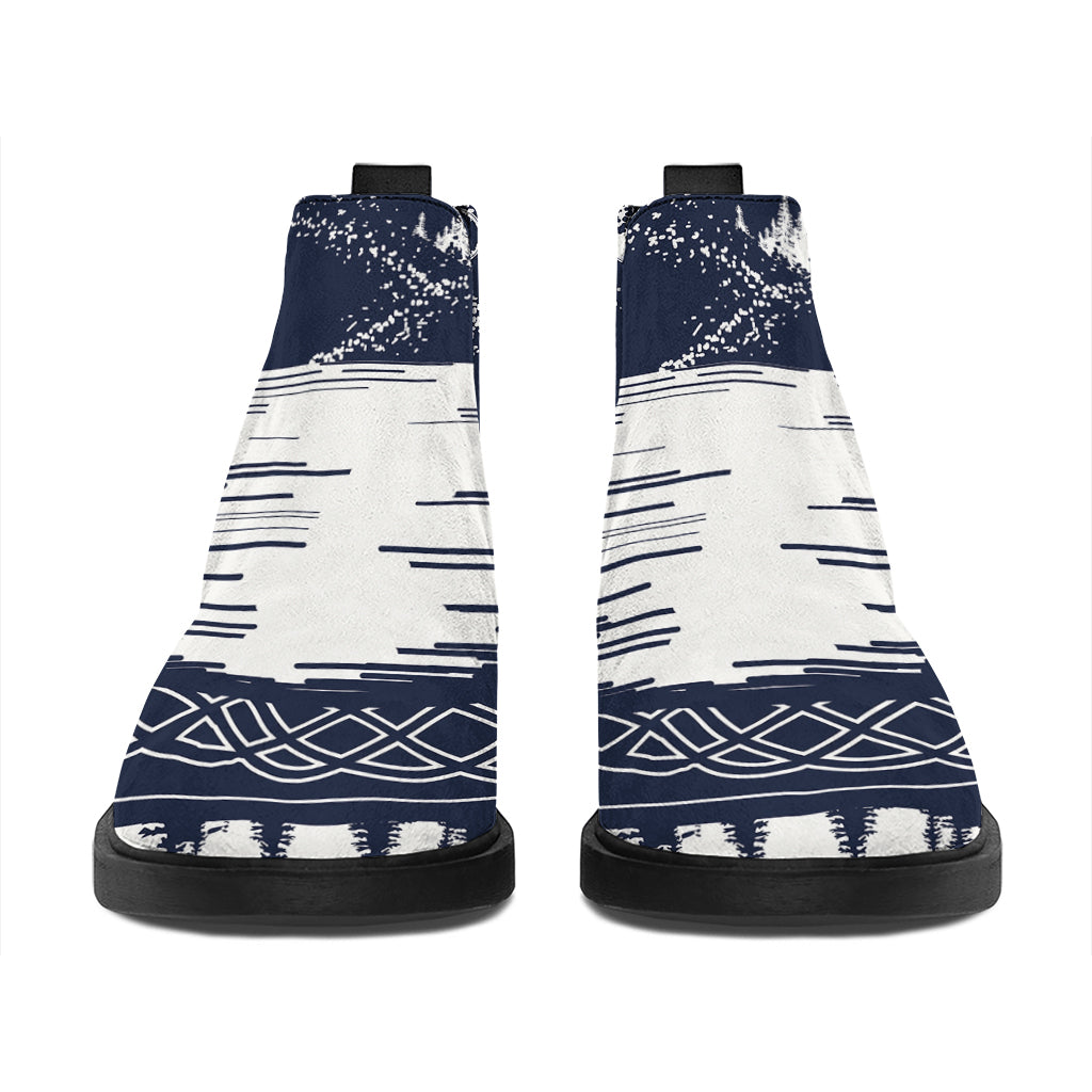 Mystical Lunar Phase Print Flat Ankle Boots