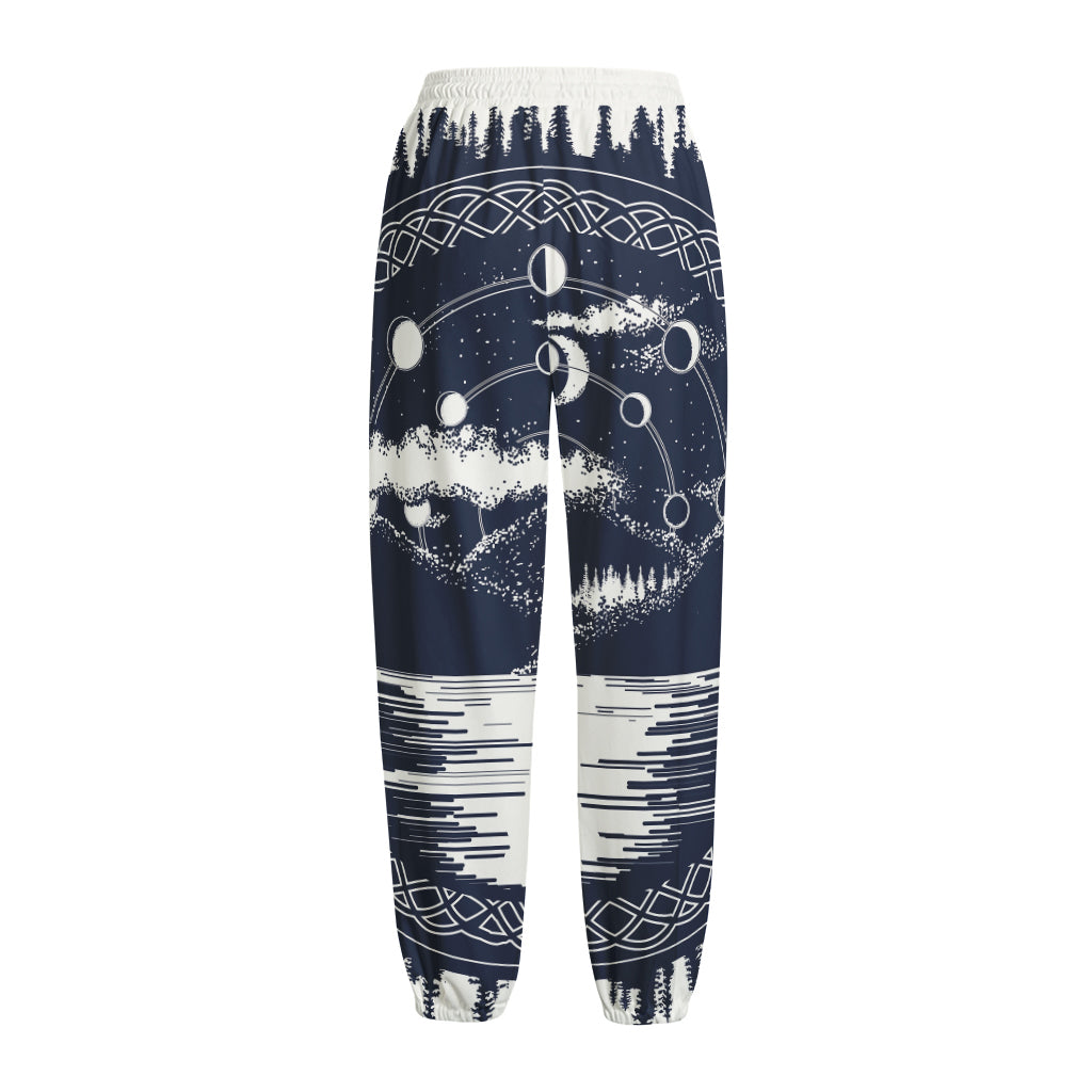 Mystical Lunar Phase Print Fleece Lined Knit Pants