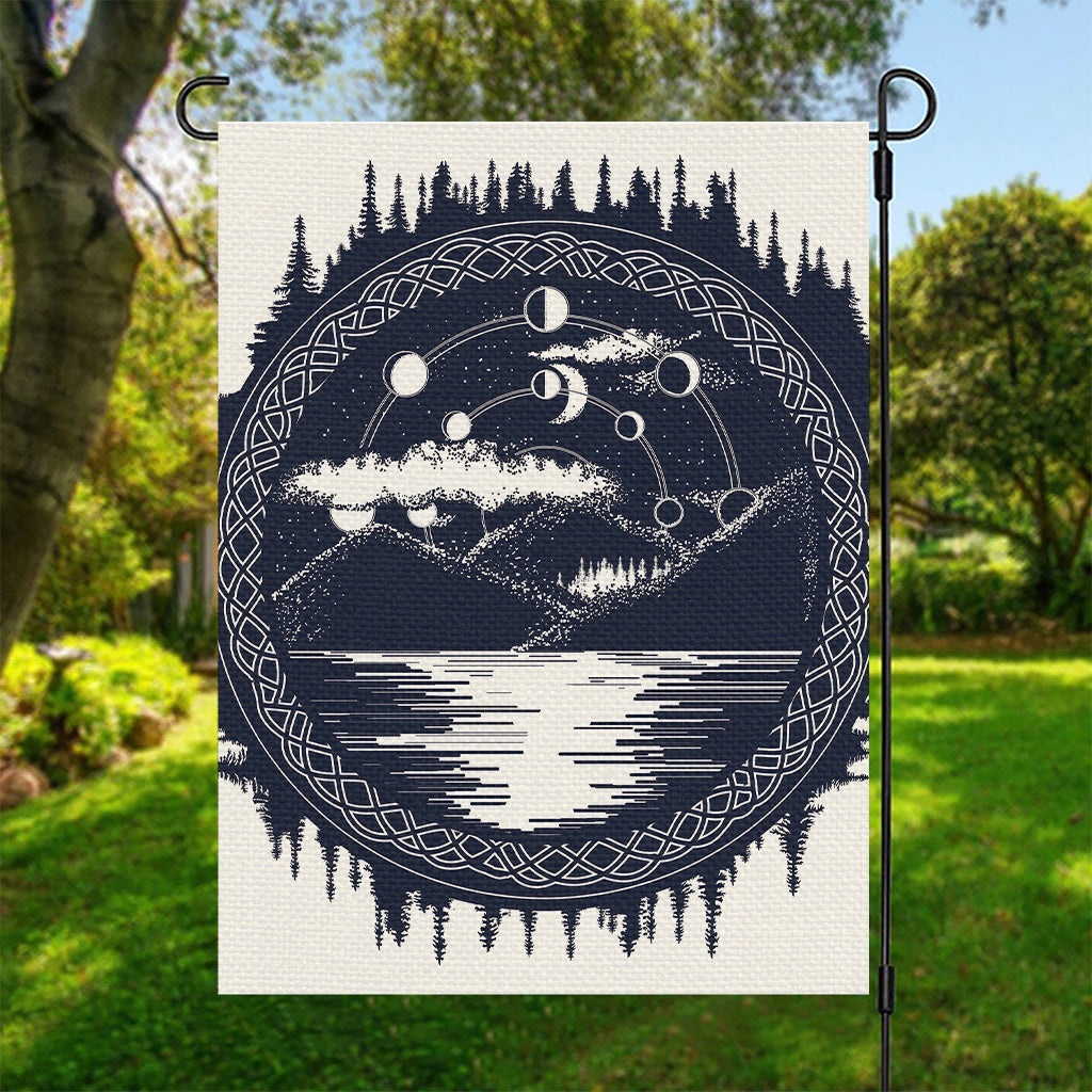 Mystical Lunar Phase Print Garden Flag