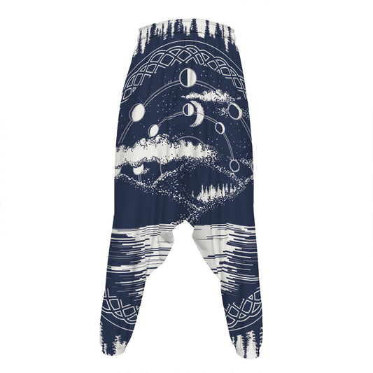 Mystical Lunar Phase Print Hammer Pants
