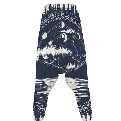 Mystical Lunar Phase Print Hammer Pants