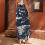 Mystical Lunar Phase Print Harem Pants