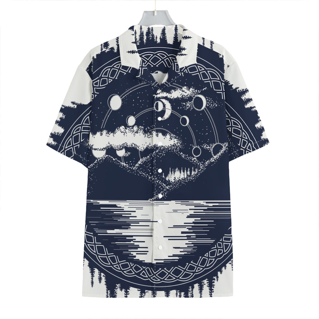 Mystical Lunar Phase Print Hawaiian Shirt