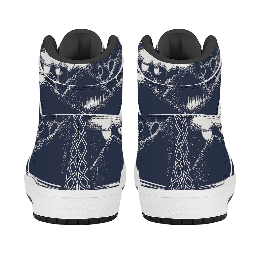 Mystical Lunar Phase Print High Top Leather Sneakers