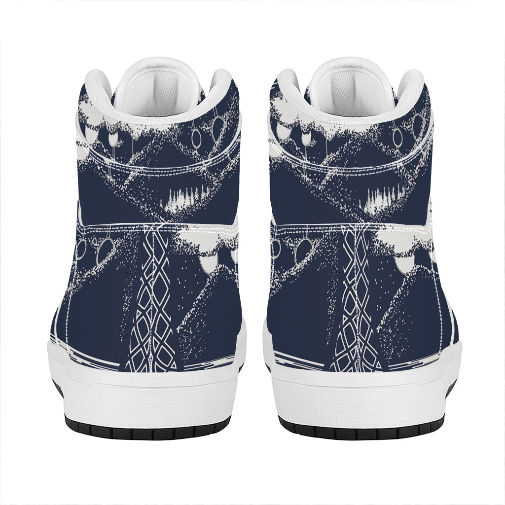 Mystical Lunar Phase Print High Top Leather Sneakers