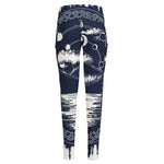 Mystical Lunar Phase Print High-Waisted Pocket Leggings