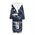 Mystical Lunar Phase Print Hooded Bathrobe
