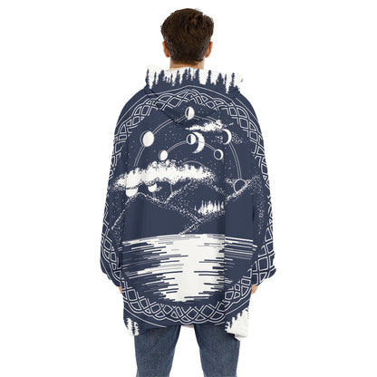 Mystical Lunar Phase Print Hoodie Blanket
