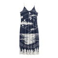 Mystical Lunar Phase Print Jersey Midi Cami Dress