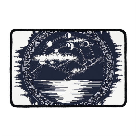 Mystical Lunar Phase Print Kitchen Mat