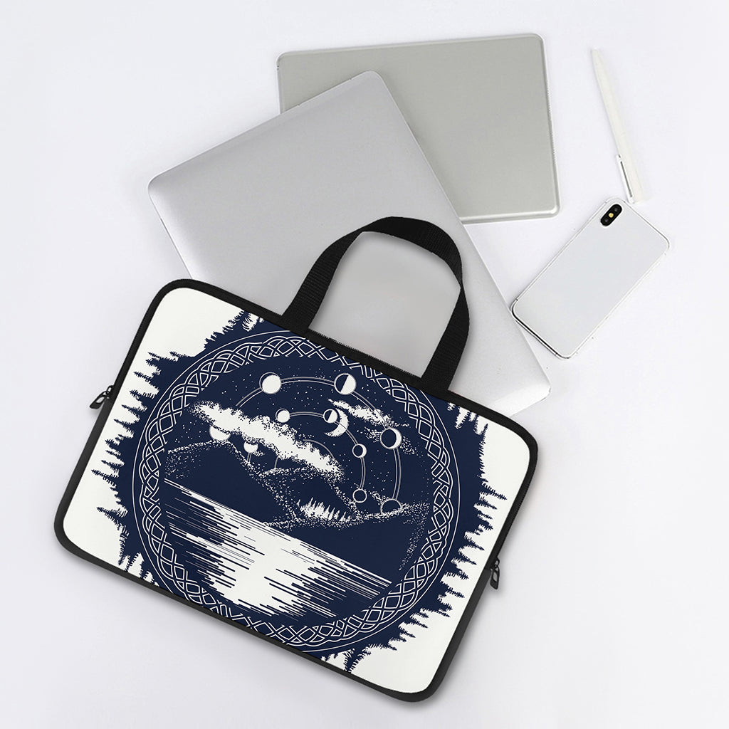 Mystical Lunar Phase Print Laptop Sleeve With Handle