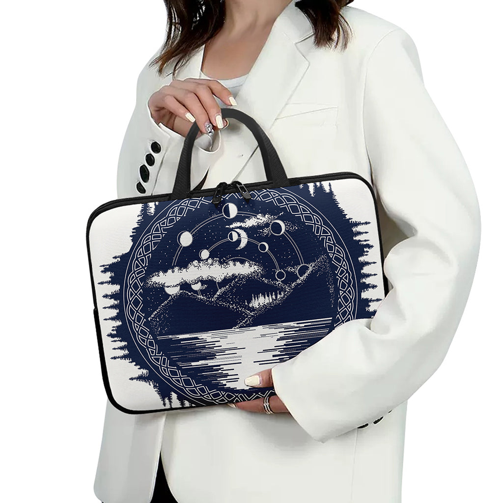 Mystical Lunar Phase Print Laptop Sleeve With Handle