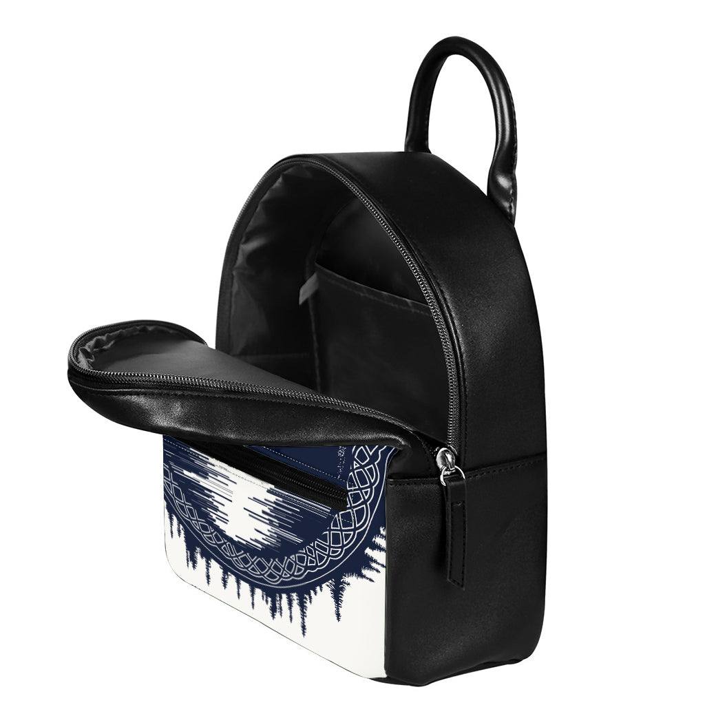 Mystical Lunar Phase Print Leather Backpack