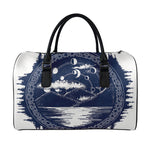 Mystical Lunar Phase Print Leather Duffle Bag
