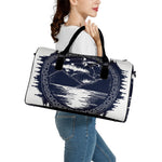 Mystical Lunar Phase Print Leather Duffle Bag