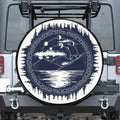 Mystical Lunar Phase Print Leather Spare Tire Cover