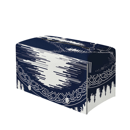 Mystical Lunar Phase Print Leather Tissue Box Cover