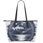 Mystical Lunar Phase Print Leather Tote Bag