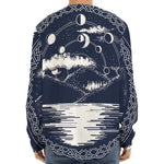 Mystical Lunar Phase Print Long Sleeve Baseball Jersey