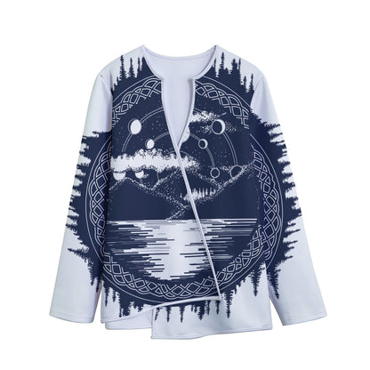 Mystical Lunar Phase Print Long Sleeve Short Coat
