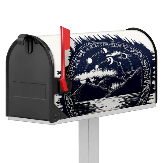 Mystical Lunar Phase Print Mailbox Cover
