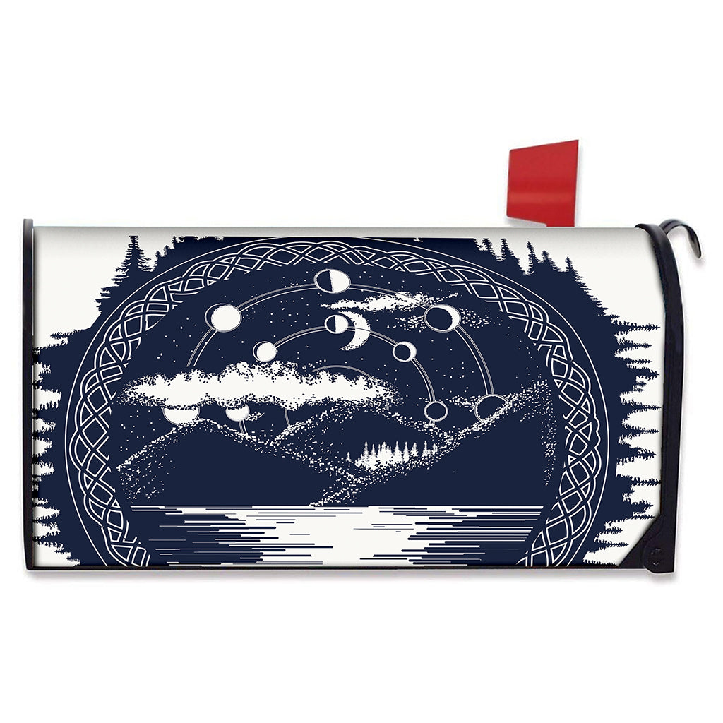 Mystical Lunar Phase Print Mailbox Cover