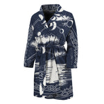 Mystical Lunar Phase Print Men's Bathrobe