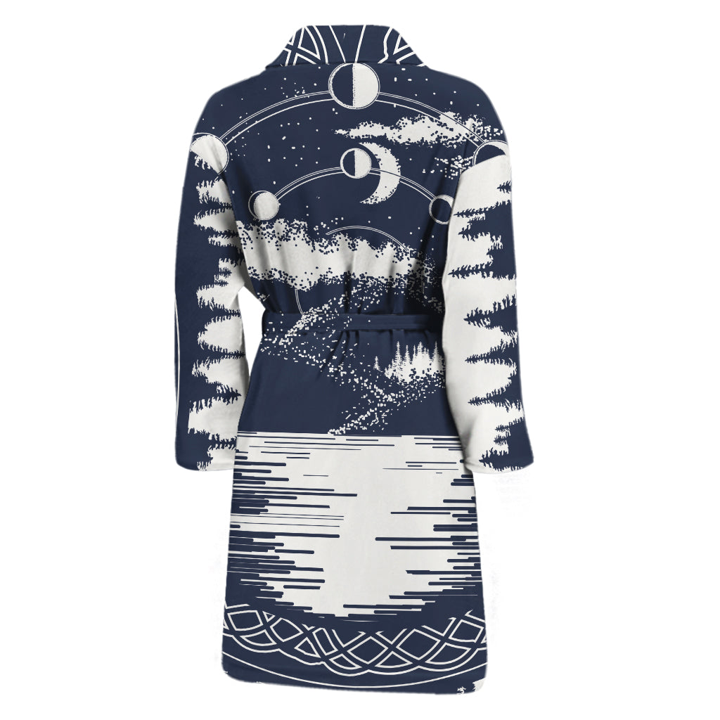Mystical Lunar Phase Print Men's Bathrobe