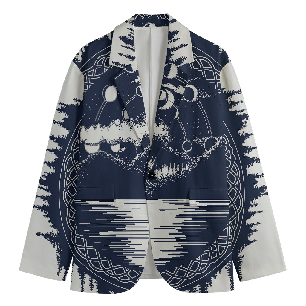 Mystical Lunar Phase Print Men's Blazer