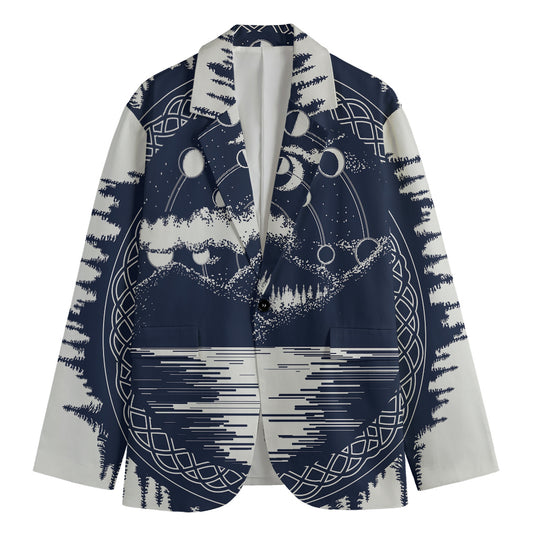 Mystical Lunar Phase Print Men's Blazer