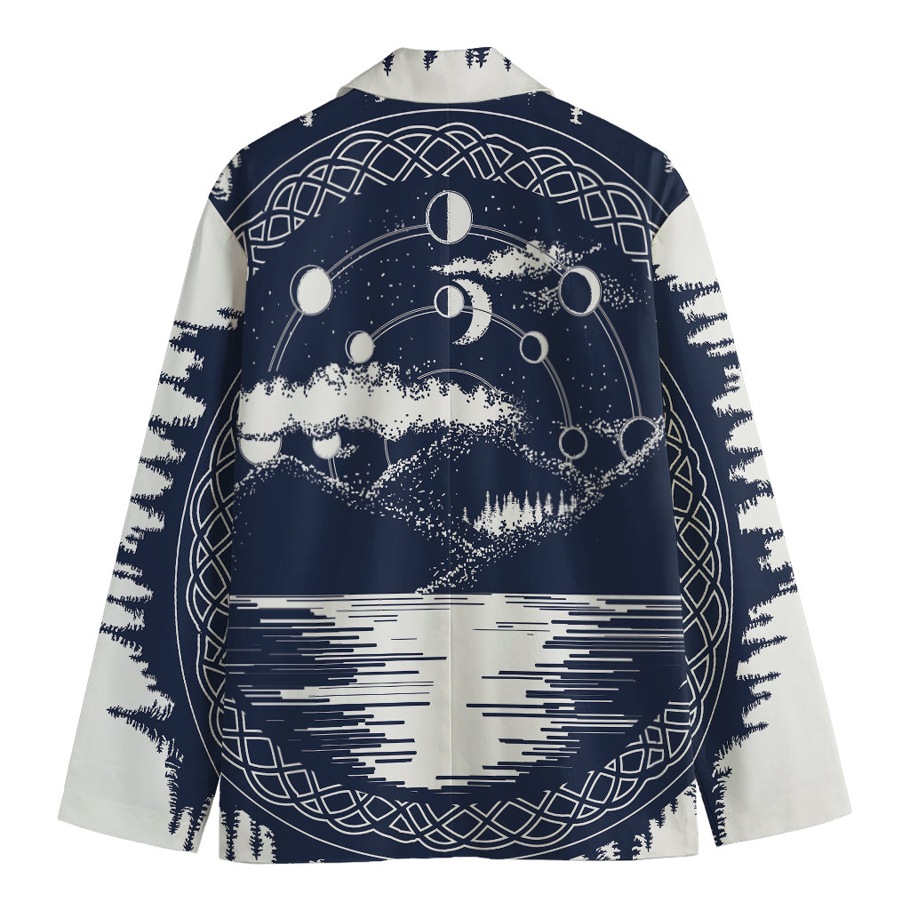 Mystical Lunar Phase Print Men's Blazer