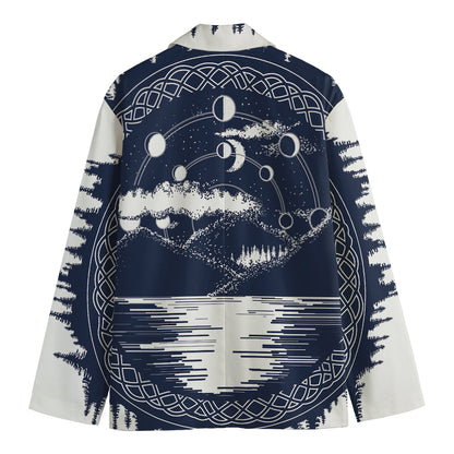Mystical Lunar Phase Print Men's Blazer