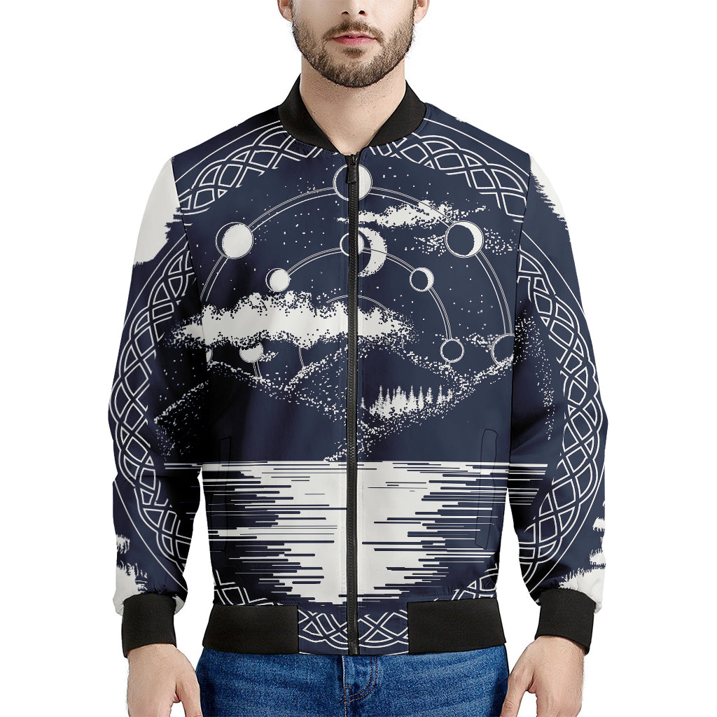 Mystical Lunar Phase Print Men's Bomber Jacket