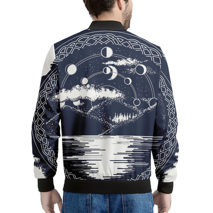 Mystical Lunar Phase Print Men's Bomber Jacket