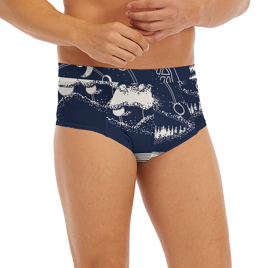 Mystical Lunar Phase Print Men's Briefs